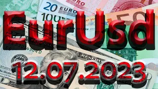 Курс евро доллар Eur Usd. Прогноз форекс 12.07.2023. Разметка, сигналы. Forex. Трейдинг с нуля.