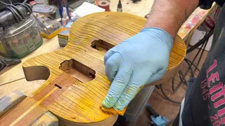 Dying a 7A graded Flame Maple Guitar Top with KEDA Dyes