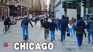 Beautiful Walking Tour in Downtown Chicago on Monday(March 11, 2024) 4k 60fps | City Sounds