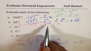 Evaluate Exact Value of Numbers with Decimal Exponents 32^1.4