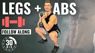 30 Min DUMBBELL LEG AND ABS WORKOUT | Strong Lower Body and Core