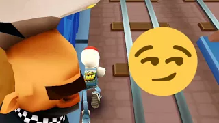 Glitch in Subway surfers | Jake still Running but Police hit by Train