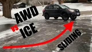 Subaru AWD with X-MODE vs Sheet of Ice!