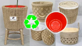 Turn recycled plastic buckets into jute baskets and plant pots with these tips