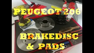 Peugeot 206+ - Front brake discs rotors and pads replacement [HOW TO]