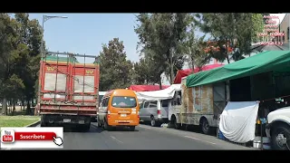 Manifestación y Tianguis del Salado paralizan por  hrs la avenida Zaragoza altura metro Acatitla