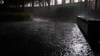 Rainy walkway at night Heavy rain for insomnia and sleep, peace of mind White noise Rain sound ASMR