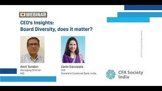 CEO's Insights Board Diversity, Does it Matter? | Amit Tandon and Zarin Daruwala | CFA Society India