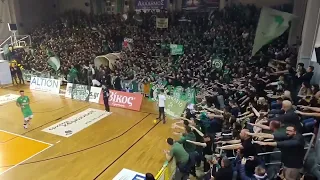 Panathinaikos fans in volleyball game against Kifisias in Greek League