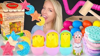 ASMR CONFETTI EASTER EGG LEFTOVERS, SOUR CANDY, REESE'S EGGS, 부활절 계란, 신 사탕, 초콜릿 디저트 먹방 MUKBANG