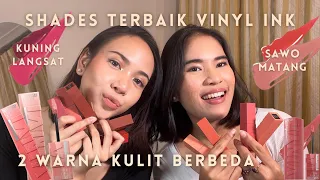 review & swatch maybelline vinyl ink on 2 different skin tones (sawo matang & kuning langsat)