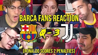 BARCA FANS REACTION TO BARCELONA 0 - 3 JUVENTUS (RONALDO SCORES 2 PENALTIES) | FANS CHANNEL