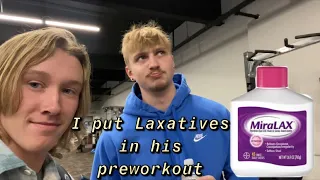 PUTTING LAXATIVES IN MY CRIMINAL GYM PARTNERS PRE WORKOUT… #funnyvideo #prank #gym