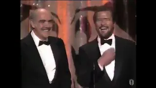 Sean Connery Michael Caine and Roger Moore at the 1989 Oscars