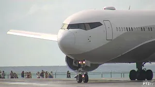 Roman Abramovich Boeing 767 P4-MES "The Bandit" Departs SXM on 1/6/2019