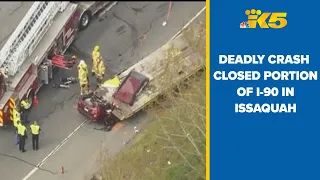 Aerials: Deadly crash partially closed westbound I-90 in Issaquah Friday