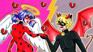 Angel Ladybug And Devil Catnoir Break Up 💔 | 슬픈 기원 사랑 이야기 | 재미있는 스톱 모션 만화 | Annie Korea