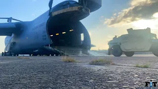 Air Force and Army C5 Plane Timelapse Humvee Unload 2022