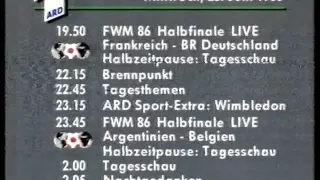 Programmtafeln ARD 25.6.1986