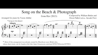 Her (2013) - Song on the Beach & Photograph (Piano Sheet Music)