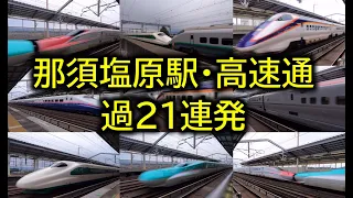 やばすぎる！！！！！那須塩原駅を爆走で駆け抜ける新幹線達。