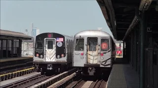 NYC Subway HD 60fps: Kawasaki R160B N Express Trains via D Line BMT West End Tour (4/14/17)