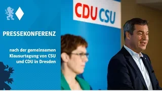 Pressekonferenz nach der gemeinsamen Klausurtagung von CSU und CDU in Dresden