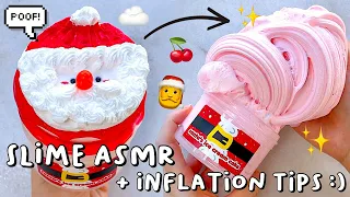 Slime Inflation Tips + Reviewing Santa Cake DIY Clay Slime No Talking ASMR (extended) 🎅🍒