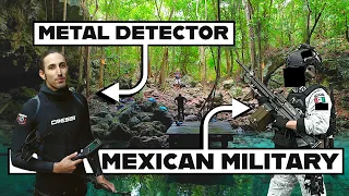 MEXICAN MILITARY Catch Me METAL DETECTING Sink Hole In MIDDLE OF JUNGLE! (Nokta Legend Underwater)