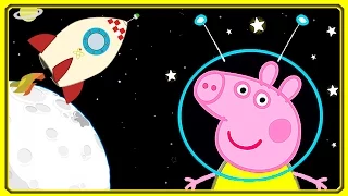 Свинка Пеппа играет в Квач  и летит в Космос на ракете. Peppa Pig and Spaceship