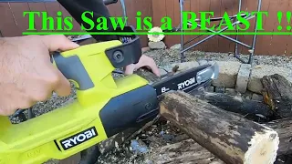 Ryobi 8 inch Chainsaw Will surprise you! 18v one plus power!