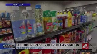 CRAZY VIDEO! DETROIT, MI PUB JAN 11, 2023, WOMAN DESTROYS GAS STATION ON DETROIT’S WEST SIDE!