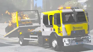 [GTA 5] UNE VOITURE PREND FEU SUR MA DÉPANNEUSE