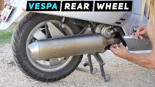 Vespa GTS Wheel Removal With Leo Vince Exhaust | Mitch's Scooter Stuff