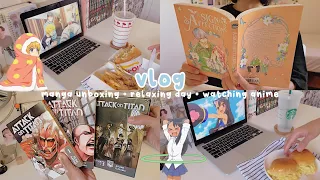 manga unboxing + haul, cleaning, watching anime, relaxing day in my life |  vlog