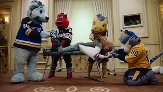 NHL Mascots enjoy carrot top massage