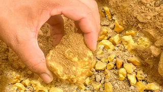 Gold Hunting! Finding gold at the mountain- Found a lot of gold mining gold, Mining Exciting.