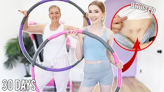 Trying the 30 Day WEIGHTED Hula Hoop Challenge !! *we bruised..quickly*