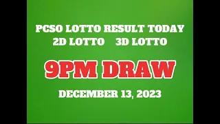 DECEMBER 13, 2023 PCSO 2D & 3D LOTTO RESULT TODAY 9PM DRAW #swertres #lottotips #lottoresulthistory