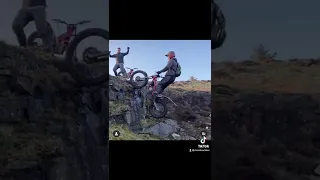 Trying some rocks and jumps on the Gas Gas 300 trials bike.