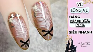 Vẽ lông vũ bằng màu nước nail siêu nhanh