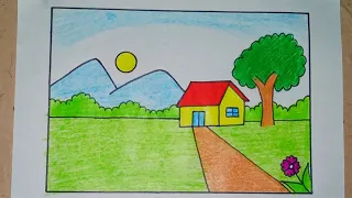 How to Draw a  a beautiful house🏡Step by Step💖Easy Easy Drawing and Coloring for Kids #house #draw