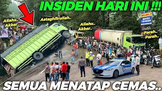 INSIDEN HARI INI !!! Ban Depan Standing, Truk Muatan Semen Gagal Nanjak Mundur Terperosok Ke Selokan