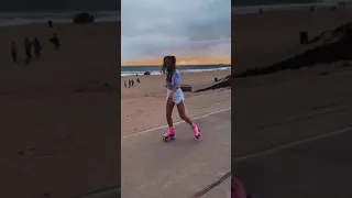 Roller skating on the BEACH #shorts