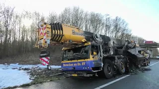 KRAANWAGEN UITGEBRAND OP DE A7 NABIJ FRIESCHEPALEN 22-12-2022