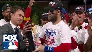 Phillies hoist the trophy after winning the NLCS, Bryce Harper wins NLCS MVP | MLB on FOX