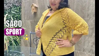 Cómo hacer un SACO O CHAQUETA TEJIDA  A CROCHET QUE SEA SPORT Y ELEGANTE 😍​ Yo Tejo con Laura Cepeda