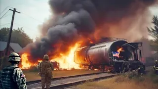 13 Minutes Ago! Train Carrying 200 Tons of US Fuel to Ukraine Blown Up by Russia