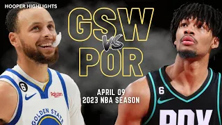 Golden State Warriors vs Portland Trail Blazers Full Game Highlights | Apr 9 | 2023 NBA Season