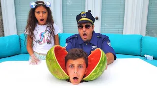 A funny story of Heidi and Zidane with a watermelon. Sweet challenge for children